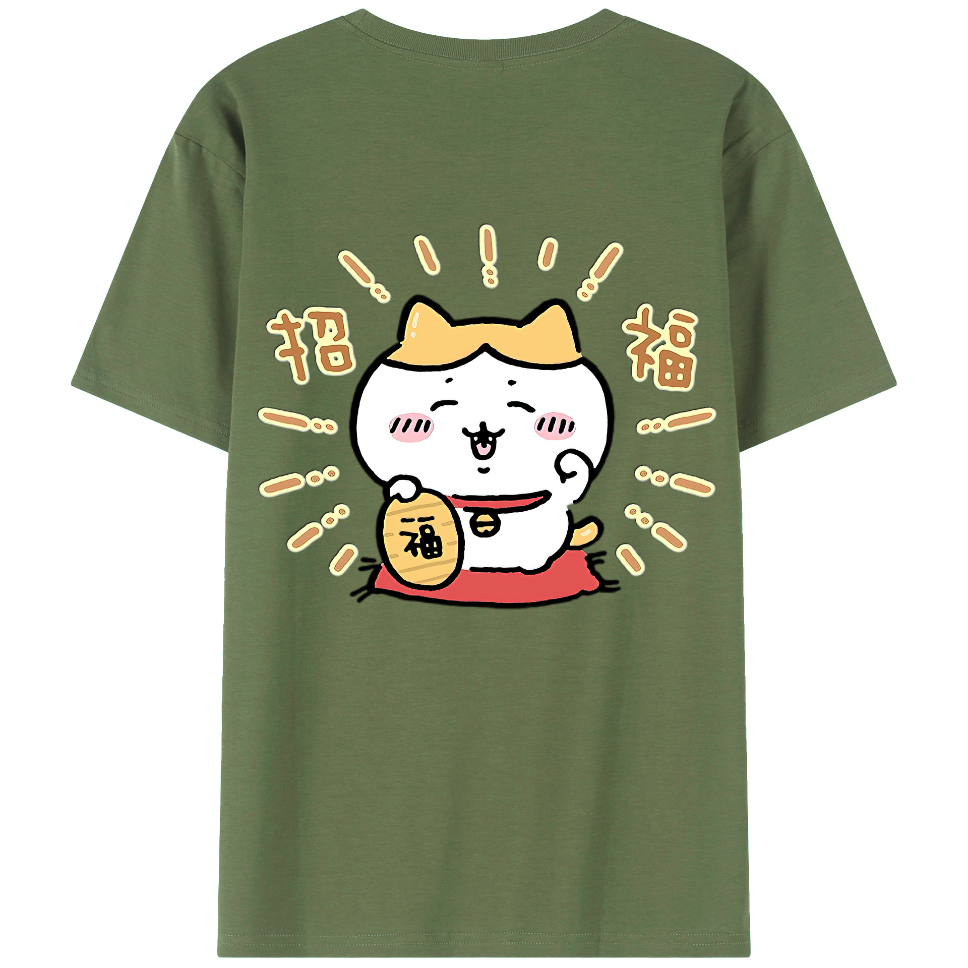 （画像用） ちいかわ ハチワレ Chii-kawa hachiware 綿100％ メンズ半袖Tシャツ（バックプリント） 通気性